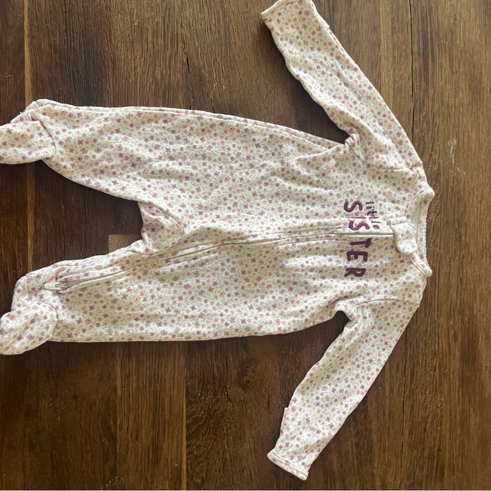 Carter's Floral Little Sister Baby Onesie with Purple Details